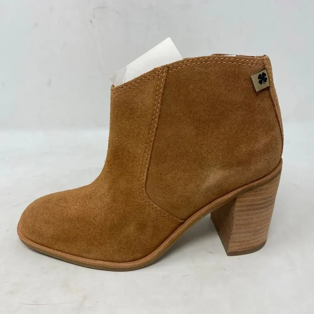Lucky Brand Boots Pellyon Brown Suede Leather Block Heel Ankle Womens Size 6